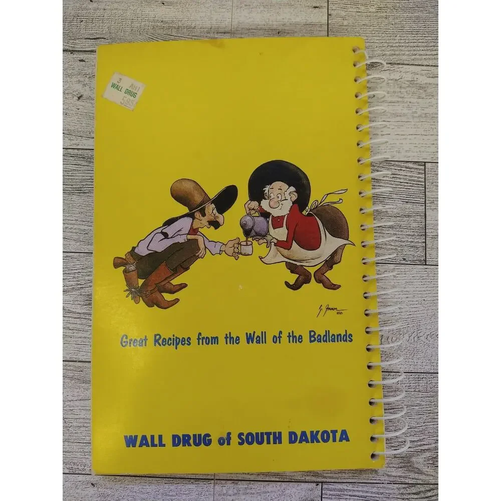 Wall Drug Store Cafe COOKBOOK South Dakota VTG 1980s Souvenir Pecan Rolls Recipe
